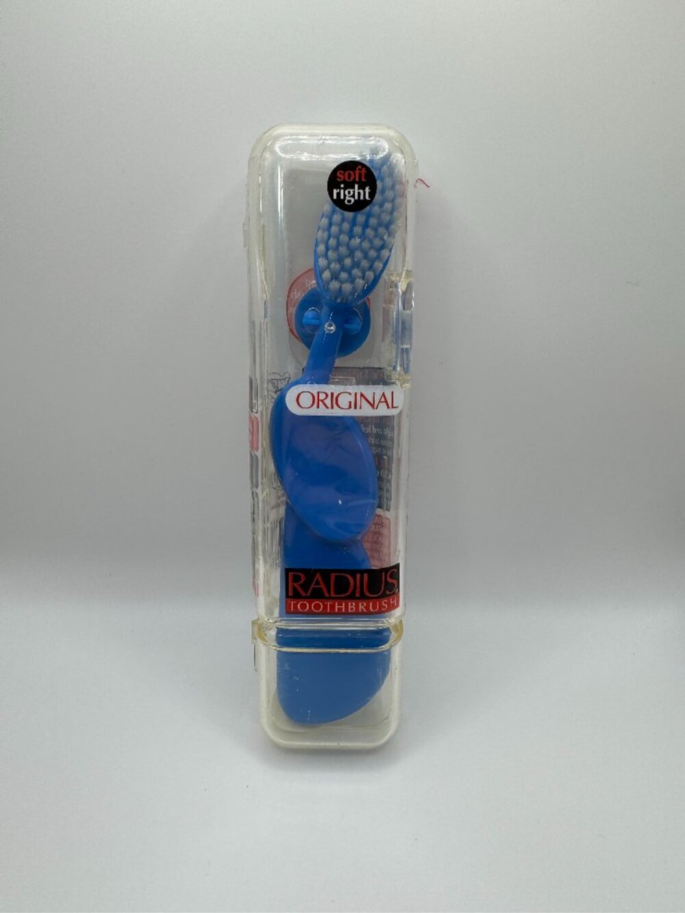Radius Original Toothbrush - Right Handed - Soft - Blue with case and wall clip